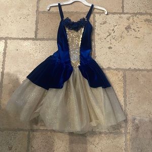 Small adult blue and gold ballet costume
